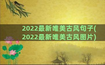 2022最新唯美古风句子(2022最新唯美古风图片)