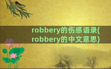 robbery的伤感语录(robbery的中文意思)
